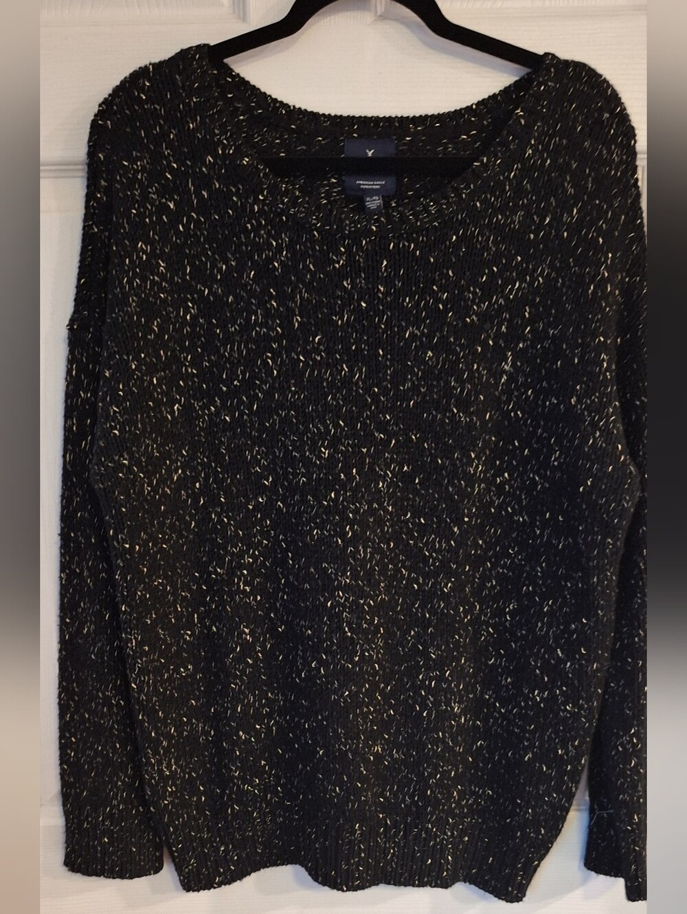 American Eagle Vintage Boyfriend Black Gold Metallic Sweater XL